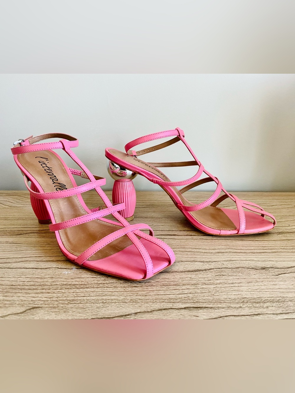 Pink Strappy Leather Sandals